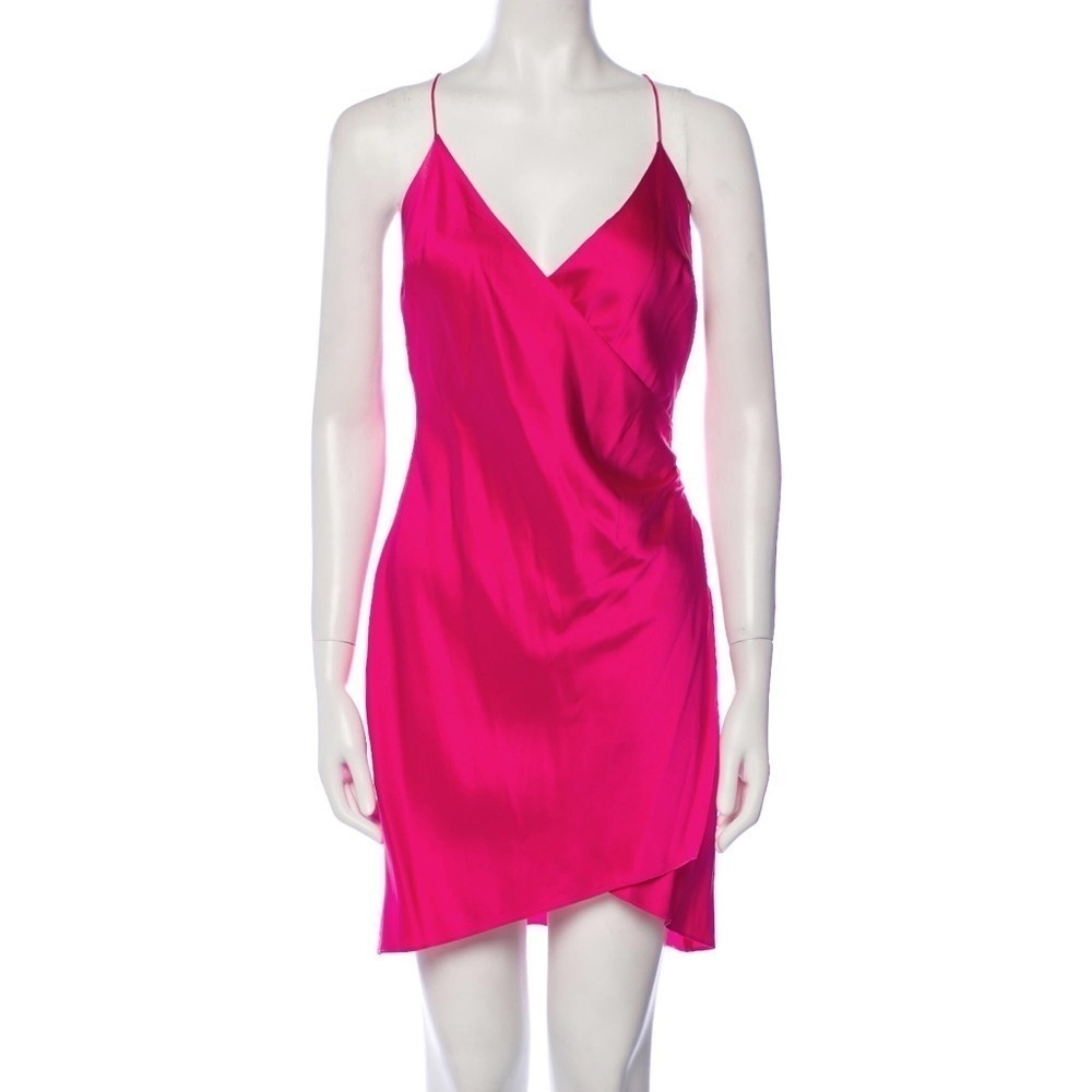 NEW SER.O.YA LEAH SILK Spandex DRESS Fuchsia Purple {$350} Blend Halter Cross XS